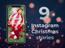 9款圣诞节主题的Instagram Stories屏幕版式动画样机