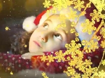 漂亮金色树枝小花间的圣诞主题幻灯片展示