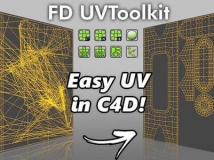 C4D插件-快速自动展UV贴图插件 FD UVToolkit 1.0 For Cinema 4D