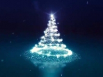 雪花中唯美的粒子星光圣诞树开场动画